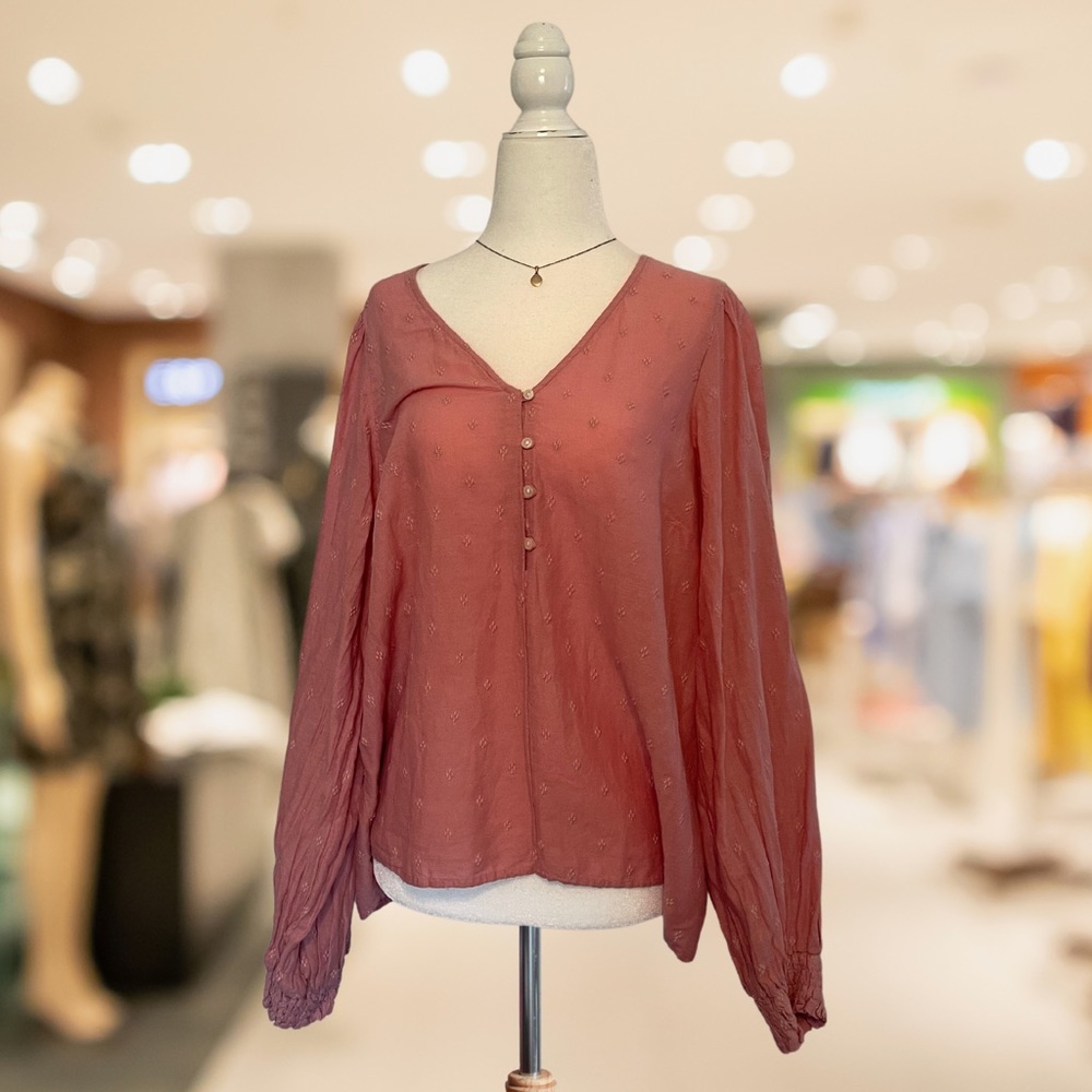 Old Navy Pink Smocked Wrist Blouse